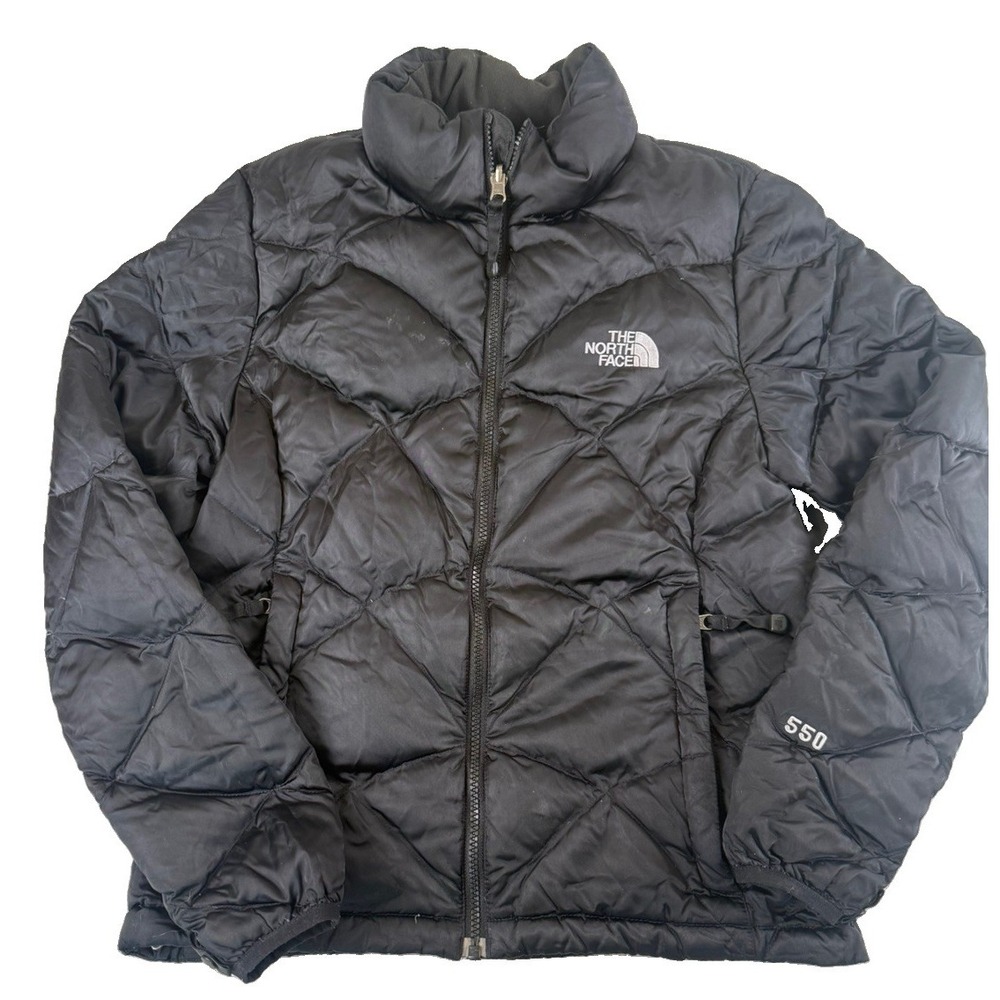 The North Face Womens S 550 Fill Down Puffer Jacket Black Full Zip Winter